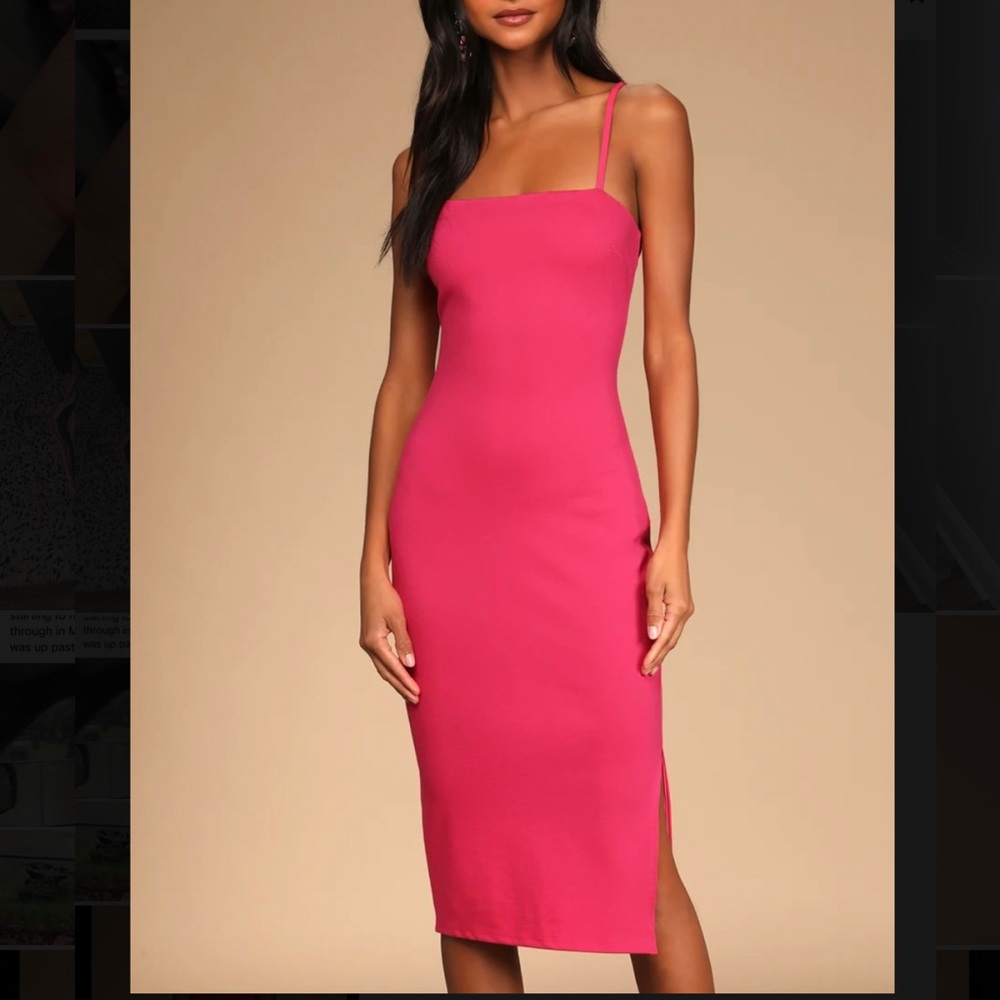 NWT Lulus Hot Pink Midi Dress